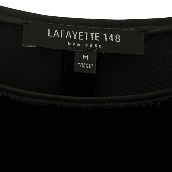 LAFAYETTE 148 Roslin Black Velvet Bell Sleeve Top Boatneck Blouse Holiday Medium - Picture 8 of 9